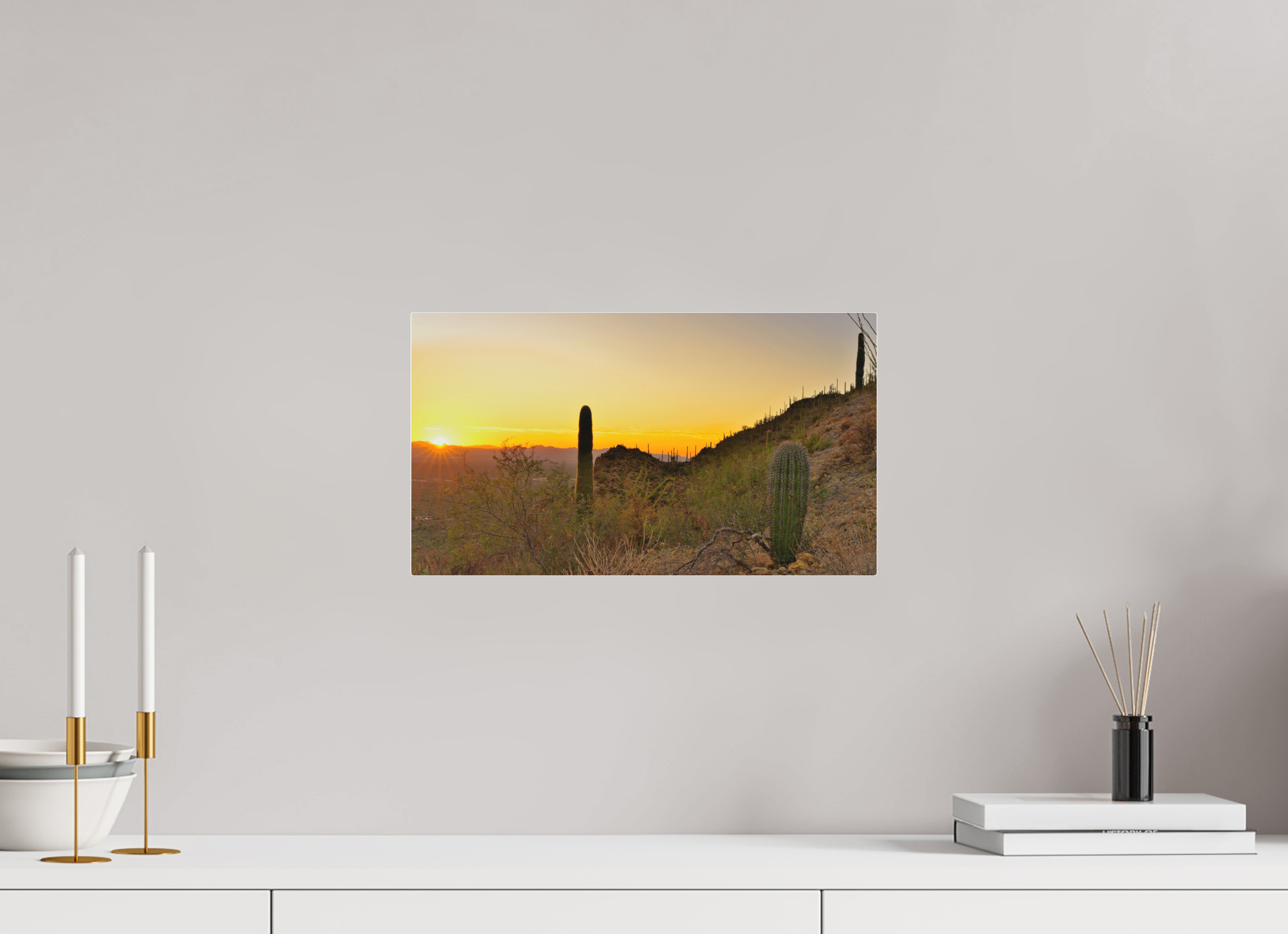 16 x 9″, Matte Acrylic Saguaro National Park Sunset