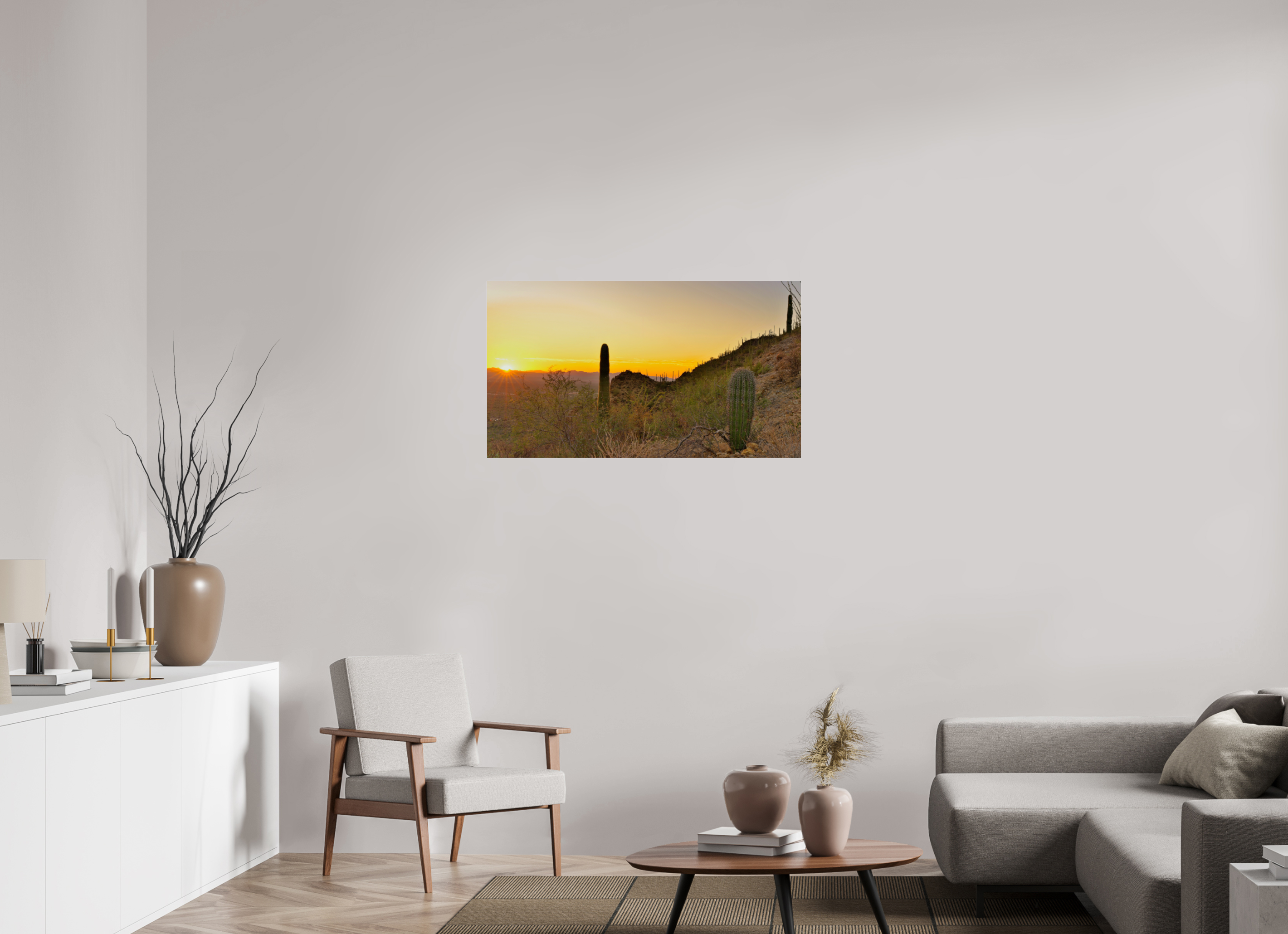 40 x 22.5″, Photo Print Under Acrylic Glass Saguaro National Park Sunset