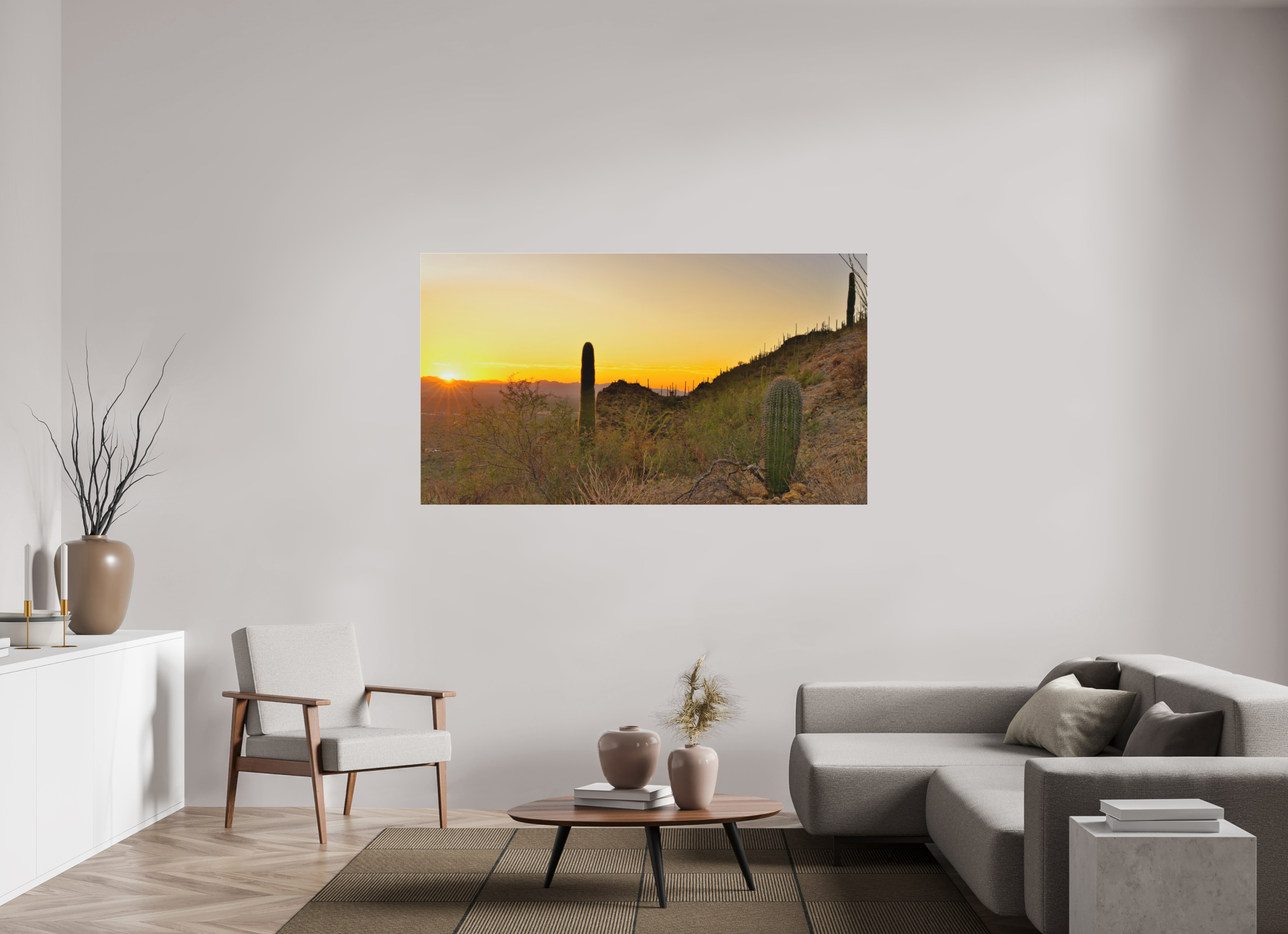 70 x 39.4″, Matte Acrylic Saguaro National Park Sunset
