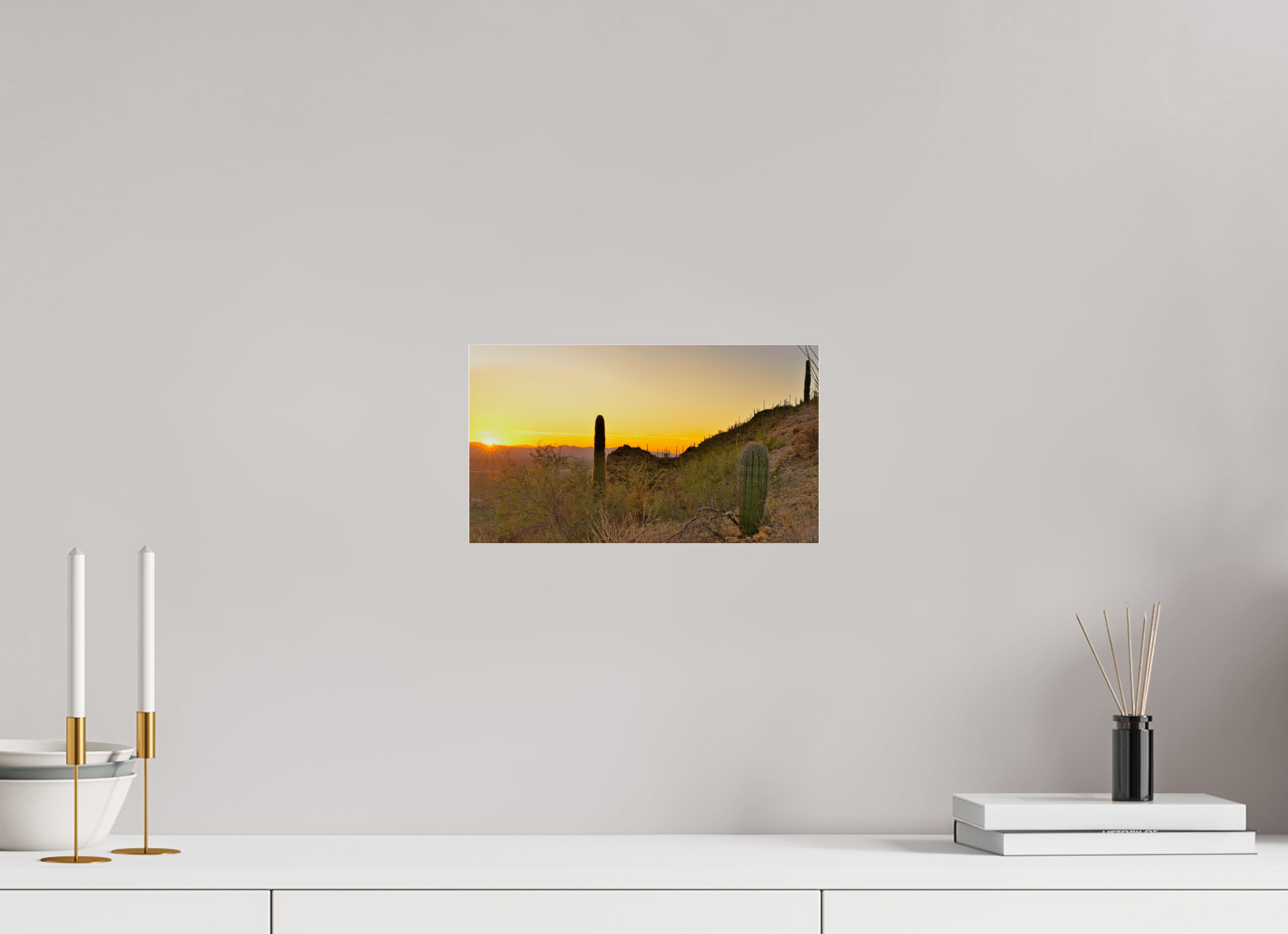 12 x 6.8″, Photo Print Under Acrylic Glass Saguaro National Park Sunset