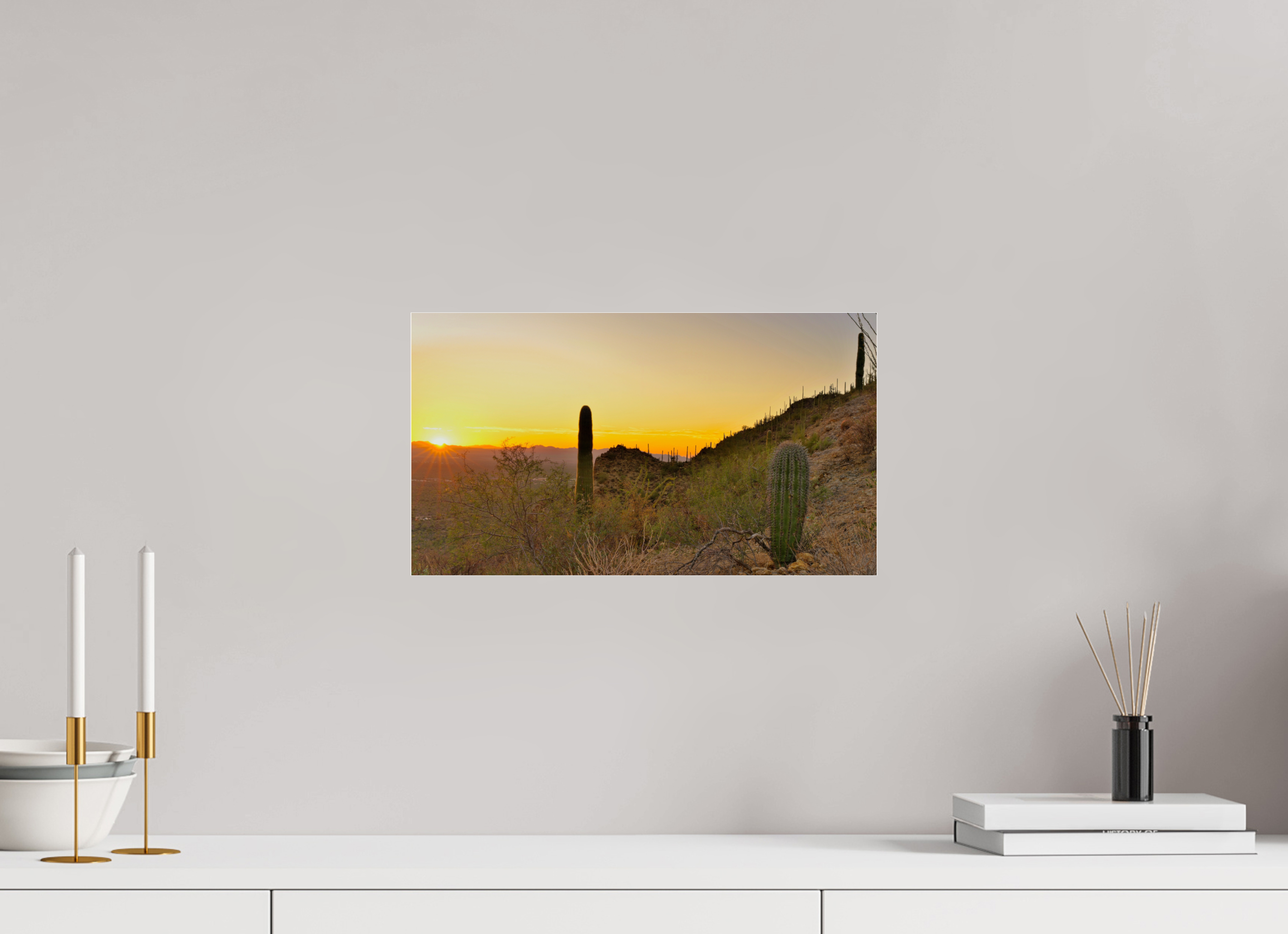 16 x 9″, Photo Print Under Acrylic Glass Saguaro National Park Sunset