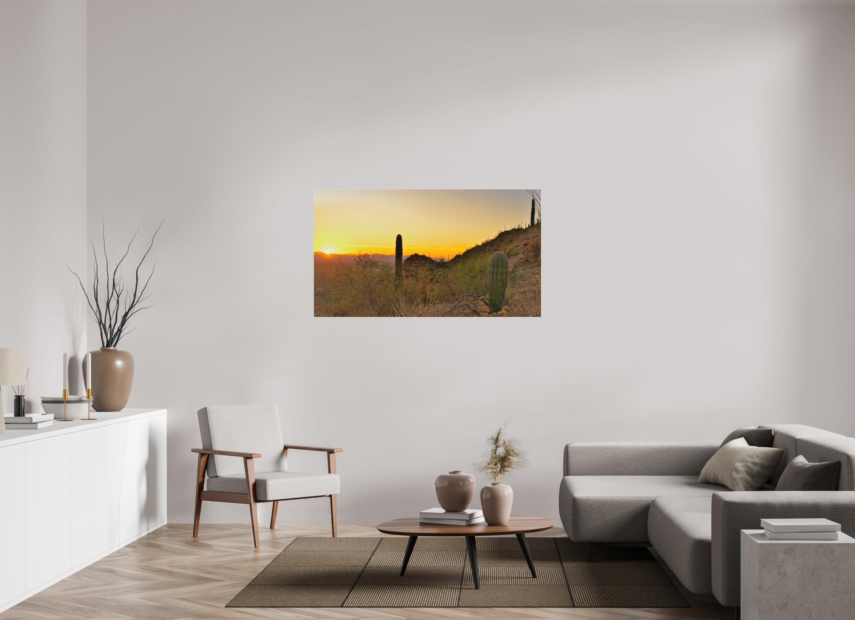 55 x 30.9″, Matte Acrylic Saguaro National Park Sunset